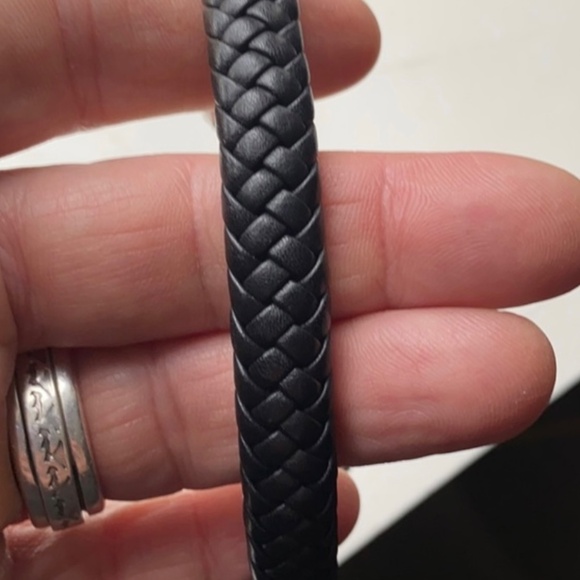 EFFY MEN’S BRACELET WOVEN LEATHER PANTHER BRACELET 925 SILVER TAKE A LOOK - Picture 8 of 9